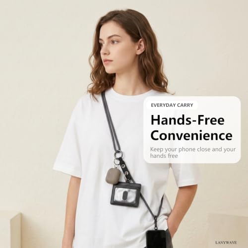Adjustable Crossbody Phone Lanyard with Hanging Loops - color: Gray