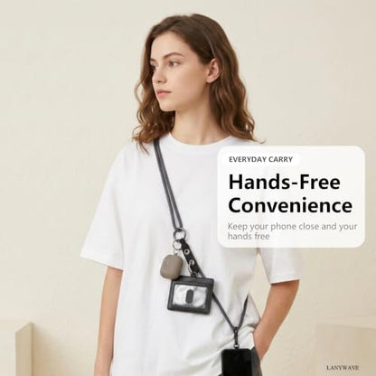 Adjustable Crossbody Phone Lanyard with Hanging Loops - color: Gray