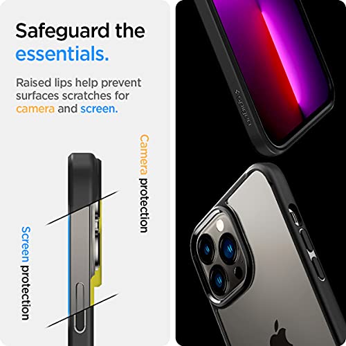 Spigen for iPhone 13 Pro Case, Ultra Hybrid [No Magnet Ring][Anti-Yellowing] - Matte Black | Anti-Yellowing Crystal Clarity, Qi Wireless Charge Ready, Patented Air Cushion, MIL-STD-810H Military-Grade Drop Protection - color: Matte Black, size: iPhone 13