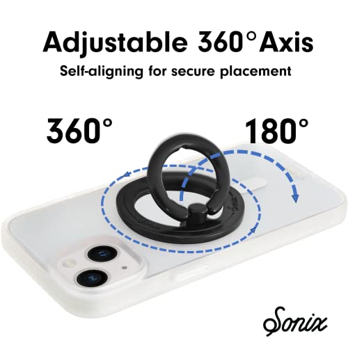 Sonix Magnetic Phone Grip and Phone Ring Holder - Compatible with MagSafe - Rotatable Kickstand and Phone Holder for iPhone 16, 15, 14, 13, 12 Series - Matte Black - color: Black