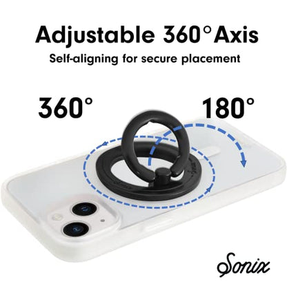 Sonix Magnetic Phone Grip and Phone Ring Holder - Compatible with MagSafe - Rotatable Kickstand and Phone Holder for iPhone 16, 15, 14, 13, 12 Series - Matte Black - color: Black