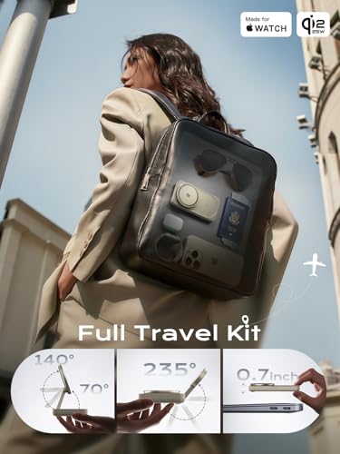 THREEKEY 3 in 1 Qi2 Wireless Charging Station, 25W Magnetic Charger with MFi-Certified Apple Watch Module for iPhone 17/16/15/14/13/12, AirPods, Pixel 10 Pro XL, 45W Adapter - color: Sand