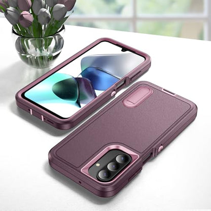for Samsung Galaxy A26 5G Case with Kickstand Case 3-Layer Military Grade Protective Case Cover Silicone Heavy Duty Rugged Shockproof for Galaxy A26 5G Phone Case (Purple+Pink) - color: Purple+Pink