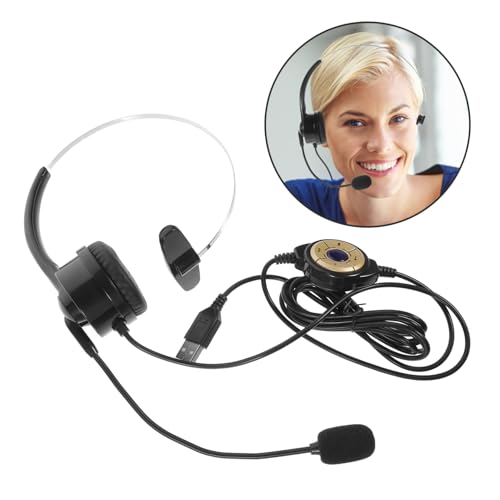 DOITOOL Single Ear Headset with Microphone, USB Computer Earphone