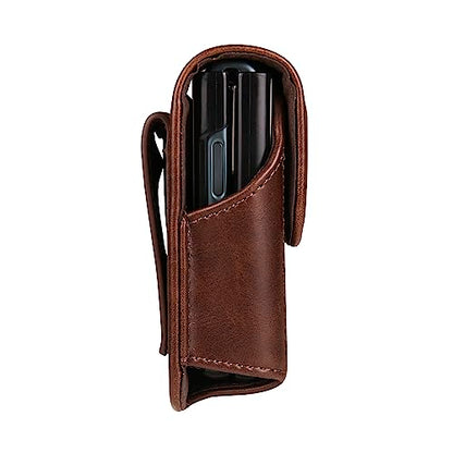 Leather Mobile Phone Holster Compatible with Samsung Galaxy Z Flip 8/7/6/5/4/3, Flip Smartphone Waist Bag with Belt Loop Compatible with Motorola RAZR 70 60 50 40 Ultra/RAZR+/Pura X/P50 Pocket - color: Coffee