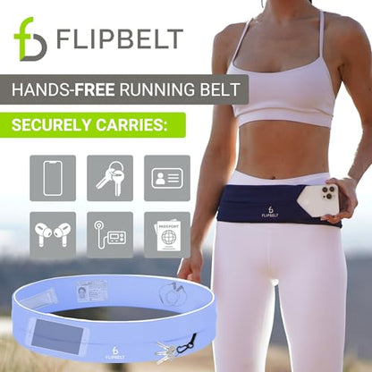 FlipBelt Classic Running Belt, Phone Holder for Running, Money Belt Pouch - color: Periwinkle, size: Extra Small