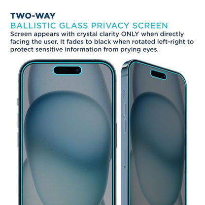 Tech Armor Privacy Glass for iPhone 15 Plus Screen Protector 1-Pack - size: iPhone 15 Plus-6.7 Inch