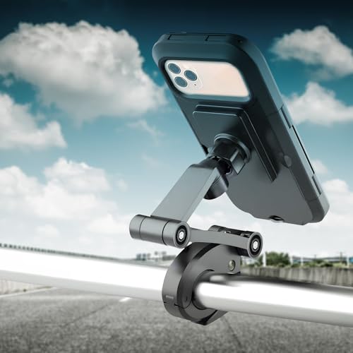 Gshield, Support Dual Tech, 6.7 inch Waterproof Adjustable Bicycle Phone Holder Motorcycle Mobile Phone Holder GPS Holder 360° Swivel Stable Anti-Vibration Mobile Mount Holder for Handlebars.
