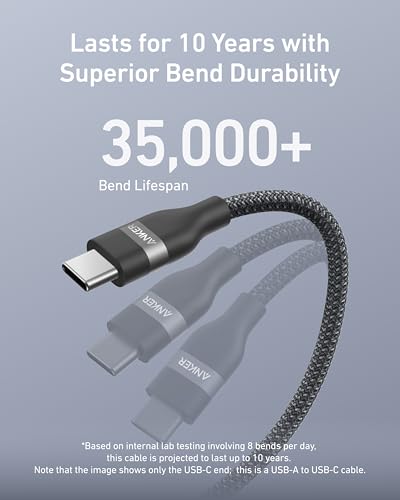 Anker Nano USB A to USB C Cable, CarPlay USB to USB C Cable - color: Black, size: 3ft