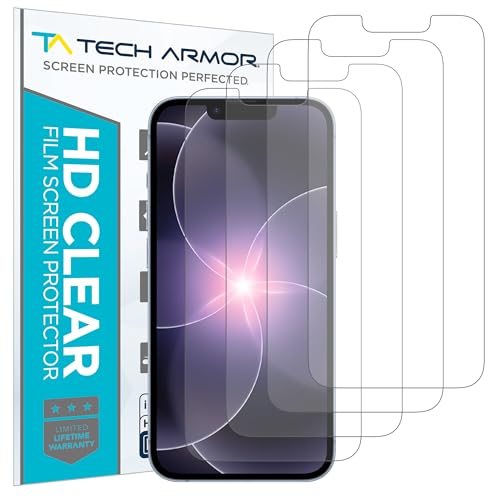 Tech Armor Screen Protector for iPhone 17e, 16e, 14, 13 Pro HD Film, 4-Pack - size: iPhone 17e/16e/ 14 / iPhone 13 / 13 Pro-6.1 Inch