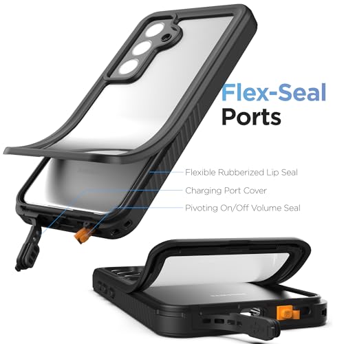 Encased Waterproof Belt Case Designed for Samsung Galaxy S24 Plus - Full Body Protective Case with Screen Protector Built-in with Holster Clip (Clear/Black) (S24 Plus) - size: S24 Plus