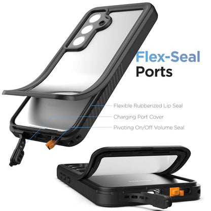 Encased Waterproof Belt Case Designed for Samsung Galaxy S24 Plus - Full Body Protective Case with Screen Protector Built-in with Holster Clip (Clear/Black) (S24 Plus) - size: S24 Plus