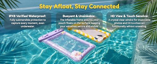 3 Pack Waterproof Phone Pouch with Lanyard Underwater Dry Bag case Universal high Transparency Touch Screen Protective case Suitable for Beach and Travel-Goat-Dog-Flower - color: GOAT-DOG-FLOWER, size: 3Pack