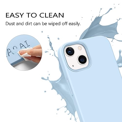GUAGUA Compatible with iPhone 13 Case 6.1 Inch Liquid Silicone Soft Gel Rubber Slim Thin Microfiber Lining Cushion Texture Cover Shockproof Protective Phone Case for iPhone 13, Light Blue - color: Light Blue, size: iPhone 13