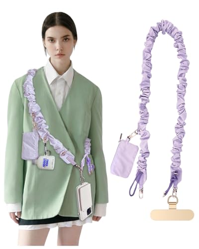Phone Lanyard, On-the-Go Universal Crossbody Strap Neck Lanyard with Phone Tether Patches for Most Cellphones - color: D