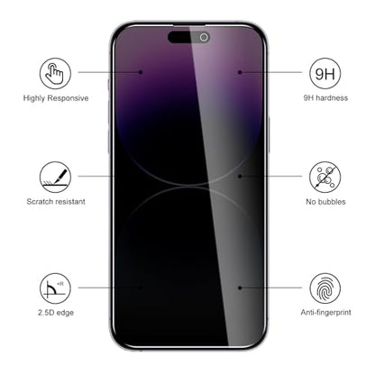 3 Pack Privacy Screen Protector for iPhone 14 Pro with 3 Pack Camera Lens Protector, 9H Hardness Double Shatterproof Anti-Spy Tempered Glass Film, Easy Installation - size: iPhone 14 Pro