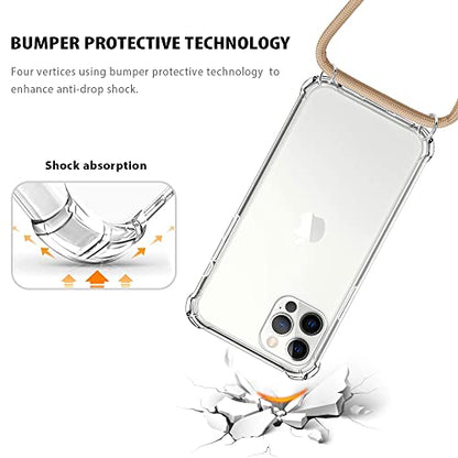 Crossbody Case for iPhone 13 Pro Clear Adjustable Shoulder Neck Lanyard Strap Cover Women Girls Soft Bumper Slim Protective Hanging Phone Mobile Case for iPhone 13 Pro - Beige - size: for iPhone 13 Pro