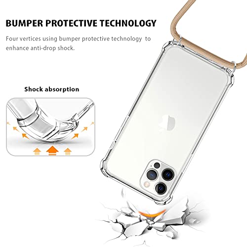 for iPhone 13 Pro Max Crossbody Case Adjustable Shoulder Neck Lanyard Strap Cover Women Girls Clear Soft Slim Protective Hanging Phone Mobile Case for iPhone 13 Pro Max - Beige - size: for iPhone 13 Pro Max