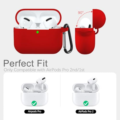 Lerobo for AirPods Pro 2nd/1st Case with Keychain, Red - color: Red