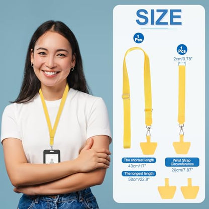 PATIKIL Smart Phone Lanyard with Wrist Strap and Patches for Most Smartphones ID Badges Keychain - color: Yellow