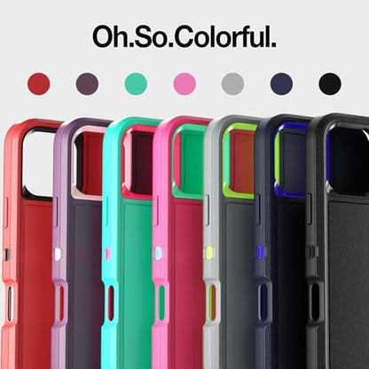AICase for iPhone 16 Case with Built-in Stand,Tripe Layer Heavy Duty Drop Protection Full Body Rugged Shockproof Military Protective Tough Durable Phone Cover for iphone16 6.1"_3 - color: Water Blue/Pink with Built-in Stand