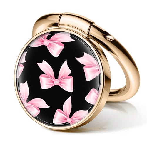 Cell Phone Ring Holder, Cute Metal Phone Grip Stand Finger Ring Kickstand, Flexible 360°Rotation Phone Tablet Case Accessories Compatible with Most Phones Pink Black Bowtie - color: Pink Black Bowtie