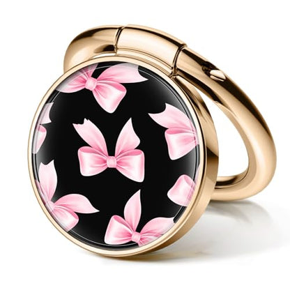 Cell Phone Ring Holder, Cute Metal Phone Grip Stand Finger Ring Kickstand, Flexible 360°Rotation Phone Tablet Case Accessories Compatible with Most Phones Pink Black Bowtie - color: Pink Black Bowtie