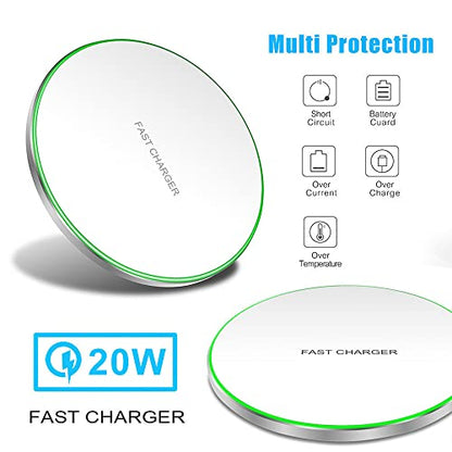 Fast Wireless Charger,25W Wireless Charging Induction Pad for iPhone 18/Duo - color: White