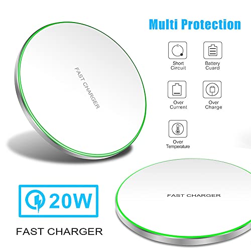 Fast Wireless Charger,25W Wireless Charging Induction Pad for iPhone 18/Duo - color: White
