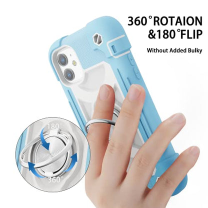 MARKILL Compatible with iPhone 11 Case 6.1 Inch with 360°Rotate Ring Stand, Military Grade Drop Protection Full Body Rugged Heavy Duty Case 3 in 1 Protective Cover - color: Ice Blue, size: iPhone 11 6.1"