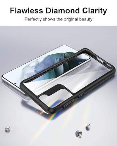 HOOMIL Clear Case for Samsung Galaxy S21 FE 5G 6.4-Inch, [Anti-Yellowing] Anti-Scratch Transparent Hard Back and Soft Edge [Military Grade Drop Protection] Shockproof Phone Cover - Black - color: Black, size: Samsung Galaxy S21 FE