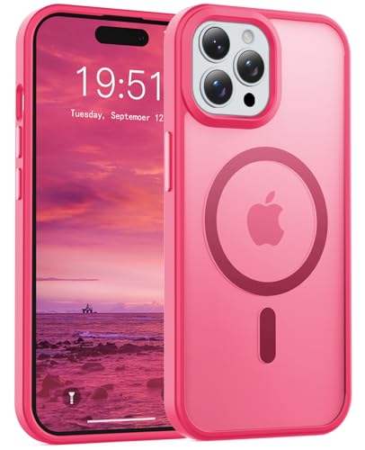 for iPhone 14 Pro Max Case, Compatible with Magsafe, Anti-Yellowing, Military-Grade Protection, Shockproof Slim Magnetic Phone Case Cover, Hot Pink - color: Hot Pink, size: iPhone 14 Pro Max