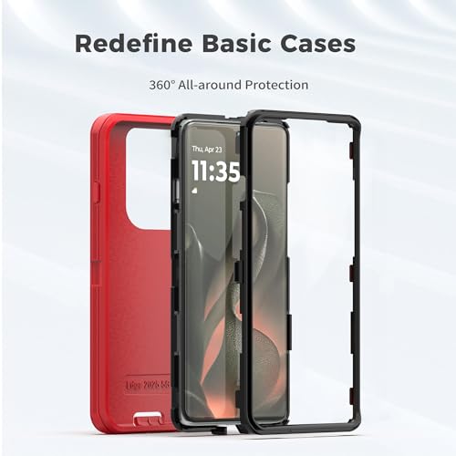 for Motorola Moto Edge 5G 2025 Case, Heavy Duty Protective Case with [3 in 1] Rugged Rubber Shockproof Protection Cover for Moto Edge 2025(Red/Black) - color: Red/Black