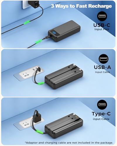 Portable Charger 40000mAh Power Bank, PD 22.5W Fast Charging - color: Black