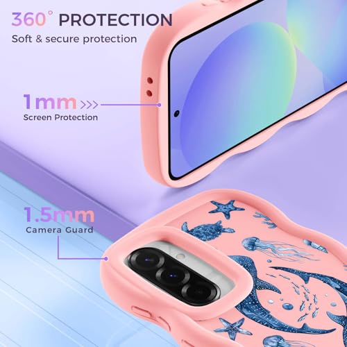for Galaxy A36 Phone Case, Wavy Soft TPU, Pink-Marine | Wavy Frame Design, Soft Slim TPU, Full Camera Lens Protection, Shockproof Phone Cover - color: Pink-Marine, size: Samsung A36