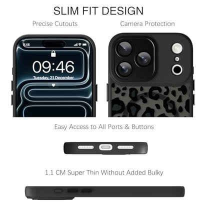 TEAUGHT Compatible with iPhone 17 Pro Max Case Leopard Crystal -Black | Cute Pattern Cheetah Print Shockproof Cover, Camera Protection Anti-skid for Girls Women - color: Black Cheetah, size: iPhone 17 Pro Max