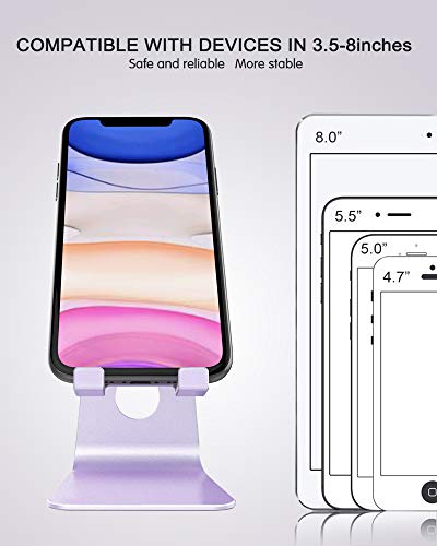 CreaDream Adjustable Cell Phone Stand, Phone Stand, Cradle, Dock, Holder, Aluminum Desktop Stand Compatible with Phone 13 12 11 Pro Max Charging, Accessories Desk, All Mobile Phones, Purple - color: Purple