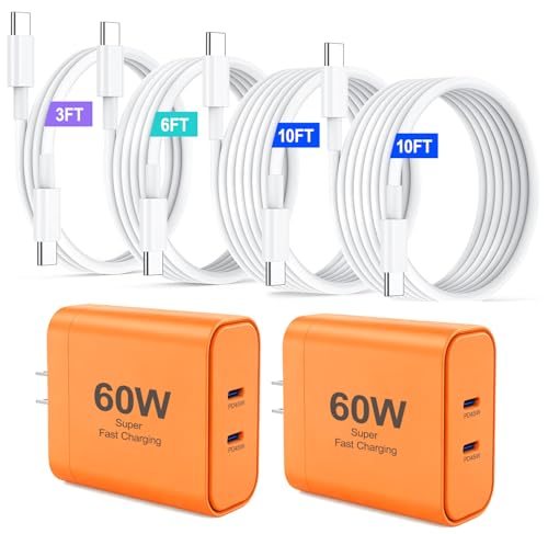iPhone 17 Charger, 45W Dual Port USB C Charger Block, Orange - color: Orange