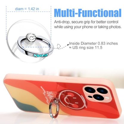Transparent Phone Ring Holder Grip - EI Sonador Clear Cell Phone Ring Stand Holder Finger Grip Kickstand 360° Rotation, Compatible with Most of Phones, Tablets and Case (2 Aquamarine Diamond) - color: 2 Aquamarine Diamond