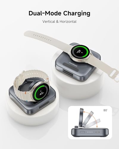 Portable Charger for Samsung Watch 8/Ultra/7/6, 1800mAh Charger for Travel - color: Tech Grey