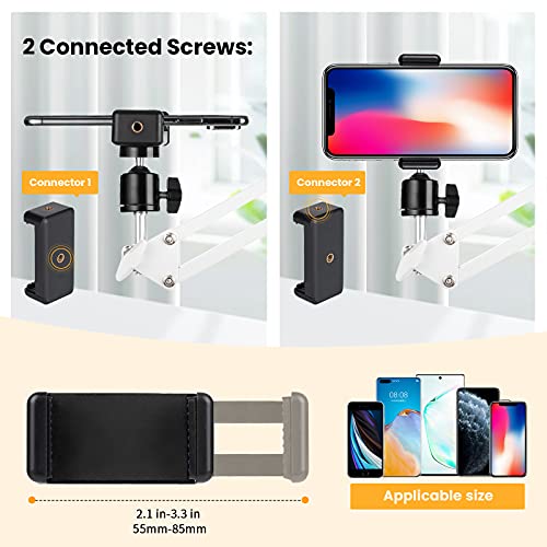 TARION Overhead Phone Stand Articulating Boom Stand Lazy Arm White