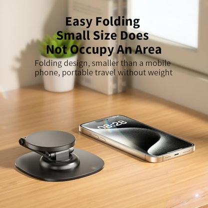 Magnetic Phone Stand for Desk 360 Rotating Adjustable Foldable Aluminum for MagSafe Cell Phone Stand Holder with Non-Slip Base Desk Stand for iPhone 17 16 Pro Max/15/14/13/12 Plus Air (White) - color: White
