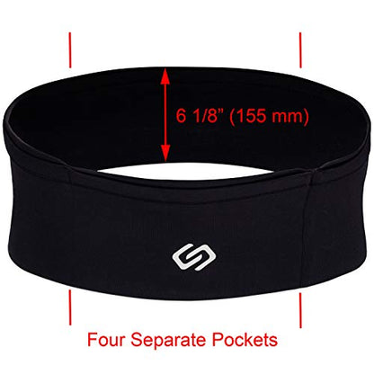Sporteer VersaMax Running Belt, Anti-Theft Travel Money Band, Black, XS - color: Black, size: X-Small