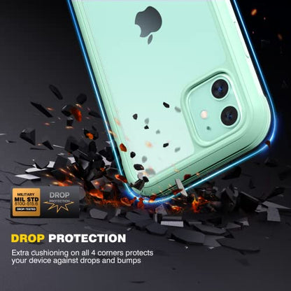 Diaclara Compatible with iPhone 11 Case, Full Body Rugged with Built-in Touch Sensitive Anti-Scratch Screen Protector, Soft TPU Bumper Case Clear Compatible with iPhone 11 6.1" (Pistachio Green) - color: Pistachio Green, size: iPhone 11