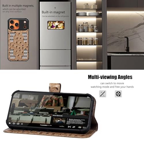 Leather Case Compatible with iPhone 17 Pro Max Wallet 6.9" | Genuine Leather 2-in-1 Magnetic Detachable Shockproof,Flip Folio Cover with Card Slot, Wireless Charging RFID Blocking White - color: Creamy white, size: 6.9”-17 Pro Max