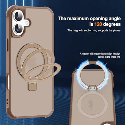 SKYLMW Compatible with iPhone 16 Plus Case with Stand,Desert Brown | iPhone 16 Plus Phone Case 6.7",Magnetic Ring Stand,Compatible with MagSafe,Military-Grade Plustection,Great Grip Feeling - color: Desert Brown, size: Iphone 16 Plus