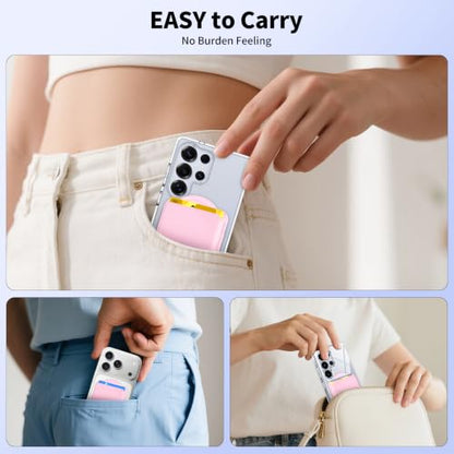 Magnetic Wallet for Samsung & iPhone with Magsafe Case, Pink - color: Pink