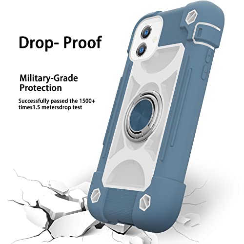 MARKILL Compatible with iPhone 11 Case 6.1 Inch with 360°Rotate Ring Stand, Military Grade Drop Protection Full Body Rugged Heavy Duty Case 3 in 1 Protective Cover Blue - color: Blue, size: iPhone 11 6.1"