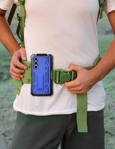 KJSK for Samsung Galaxy Z Fold 5 Case,with S Pen Holder+Belt Clip Holster+Built-in Kickstand+Hinge Protection,Heavy Duty Military Grade Drop Proof Case for Galaxy Z Fold 5(Blue) - color: Blue