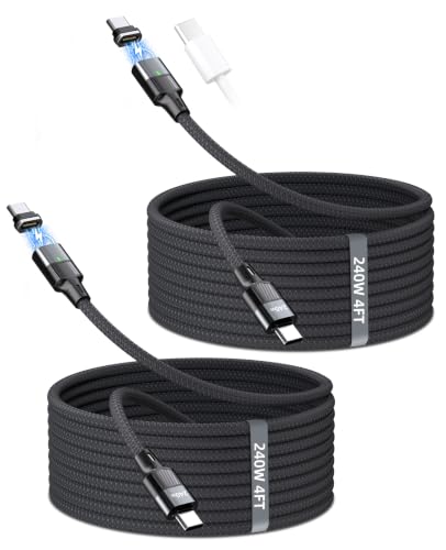 HanCenDa 24Pin USB C Magnetic Charging Cable 240W [2Pack, 4ft] - size: 4FT
